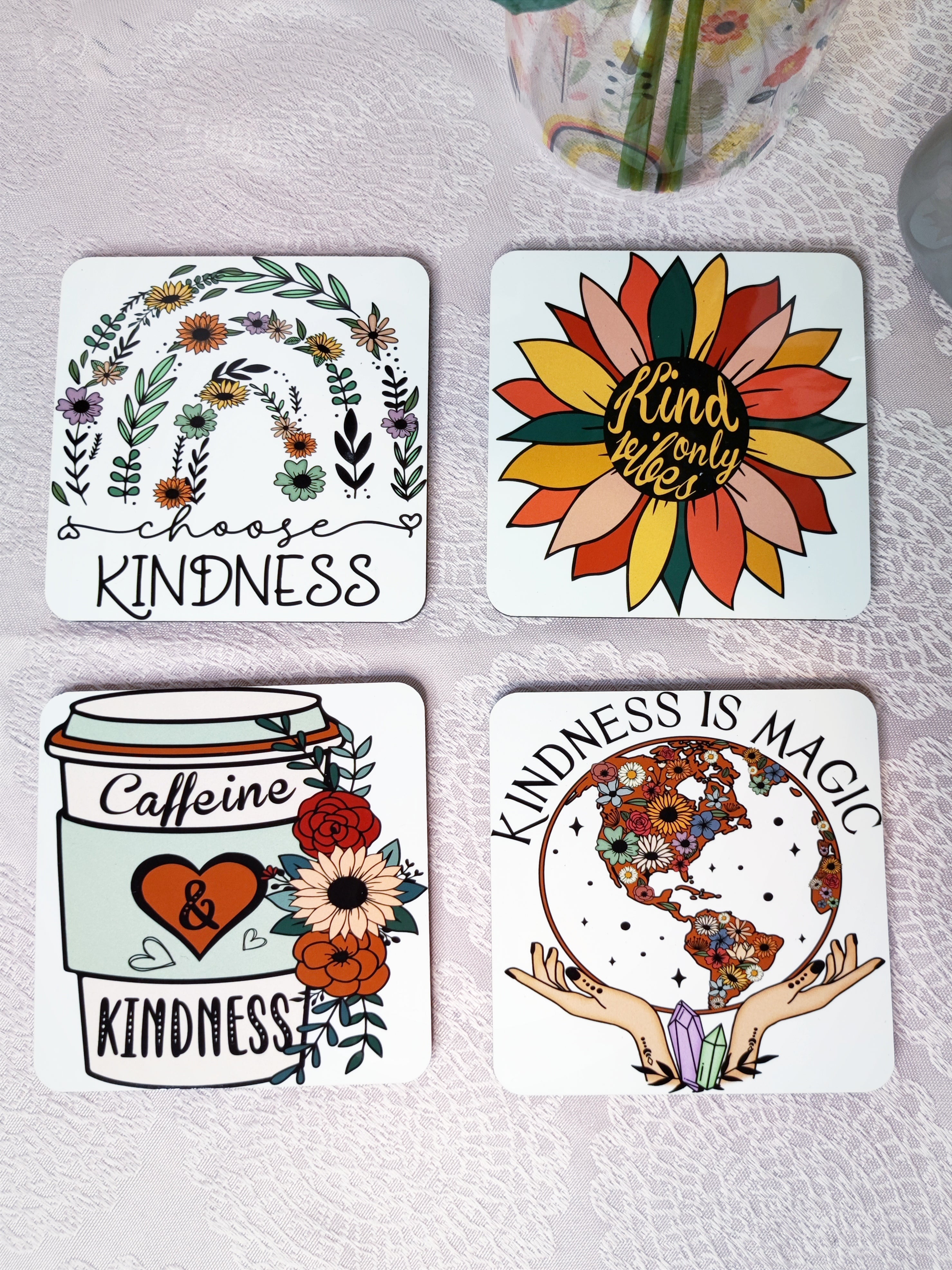 Set of 4 coasters: KINDNESS