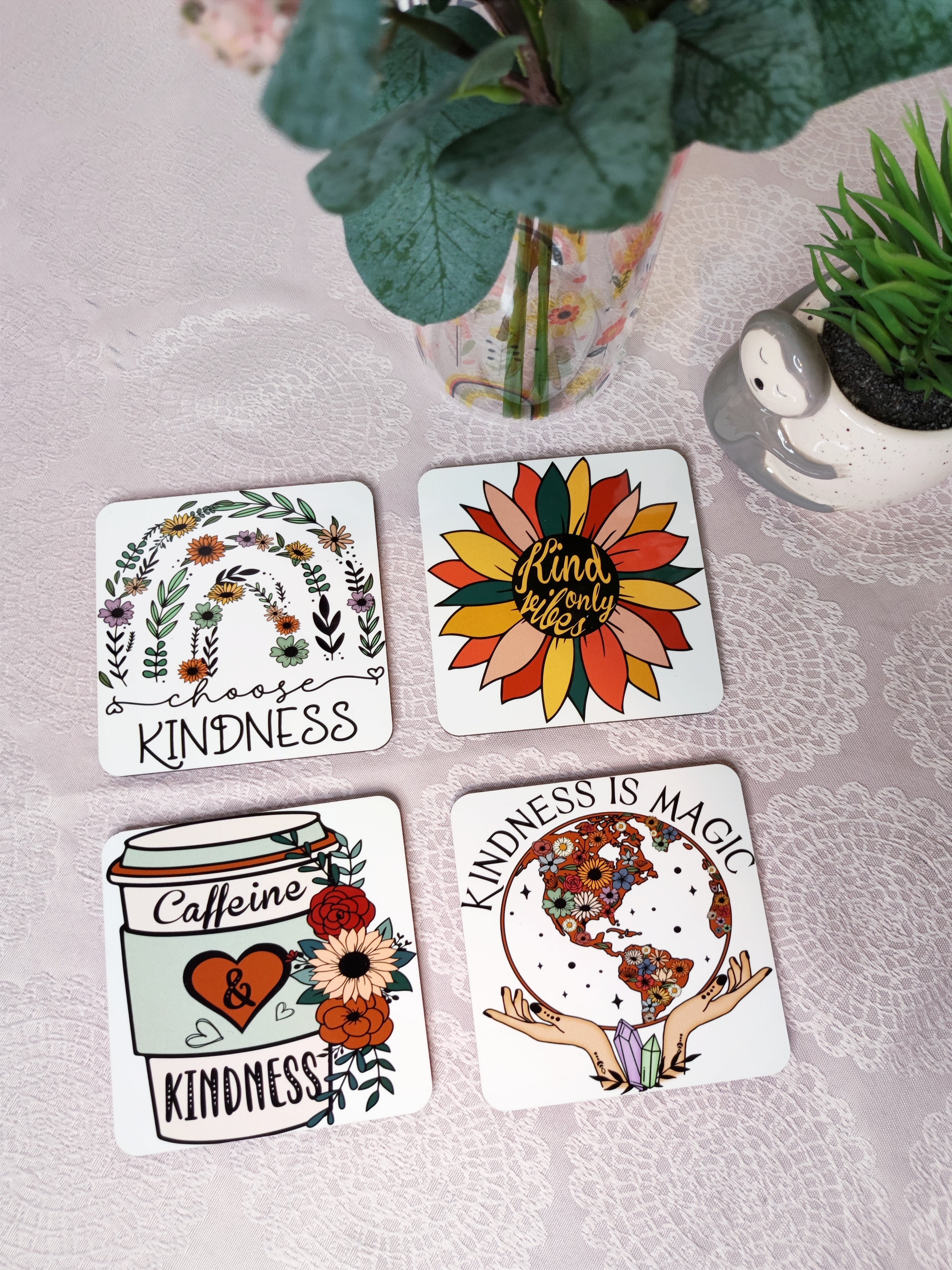 Set of 4 coasters: KINDNESS