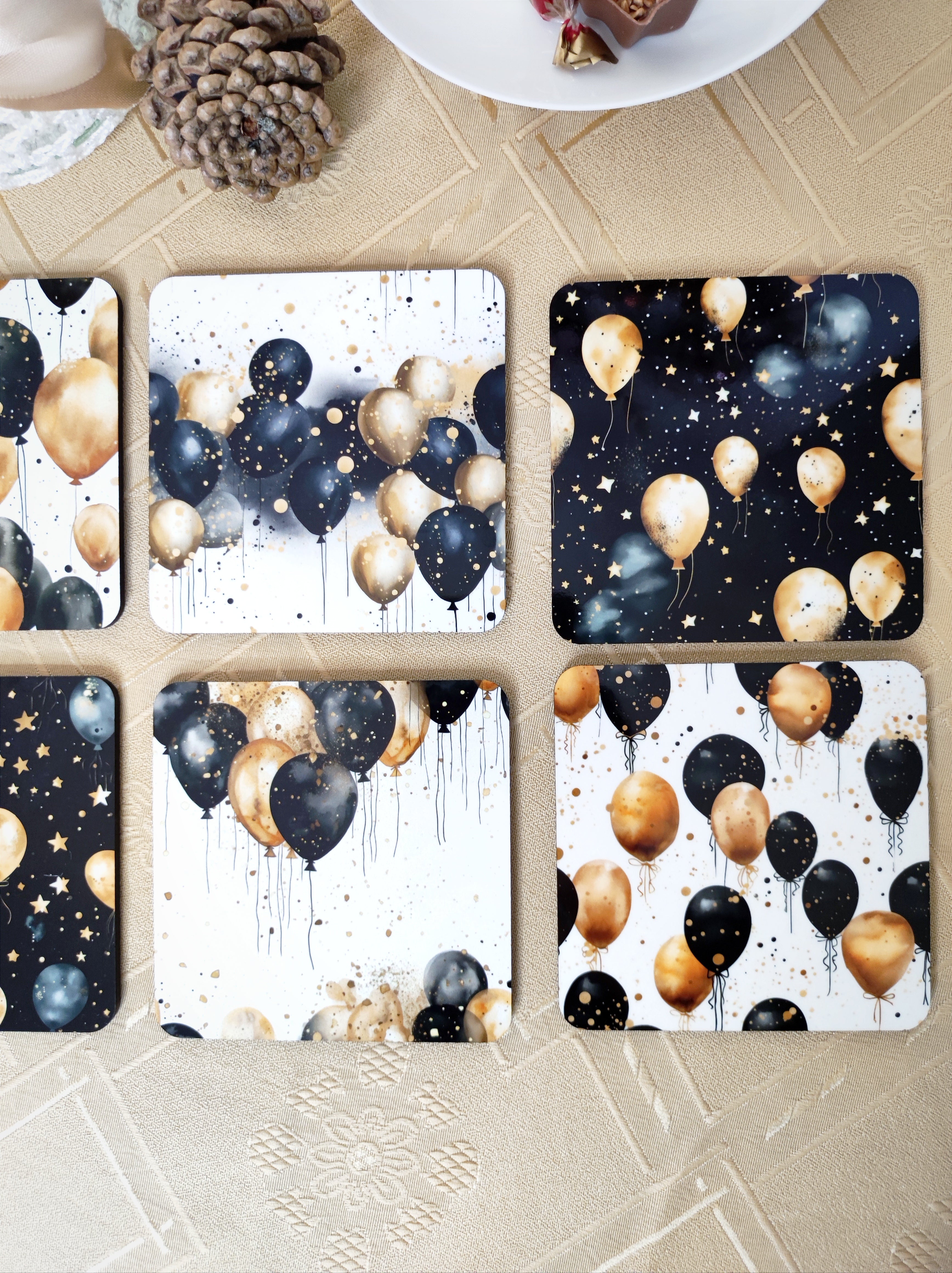 Set of 6 coasters: BALLOONS