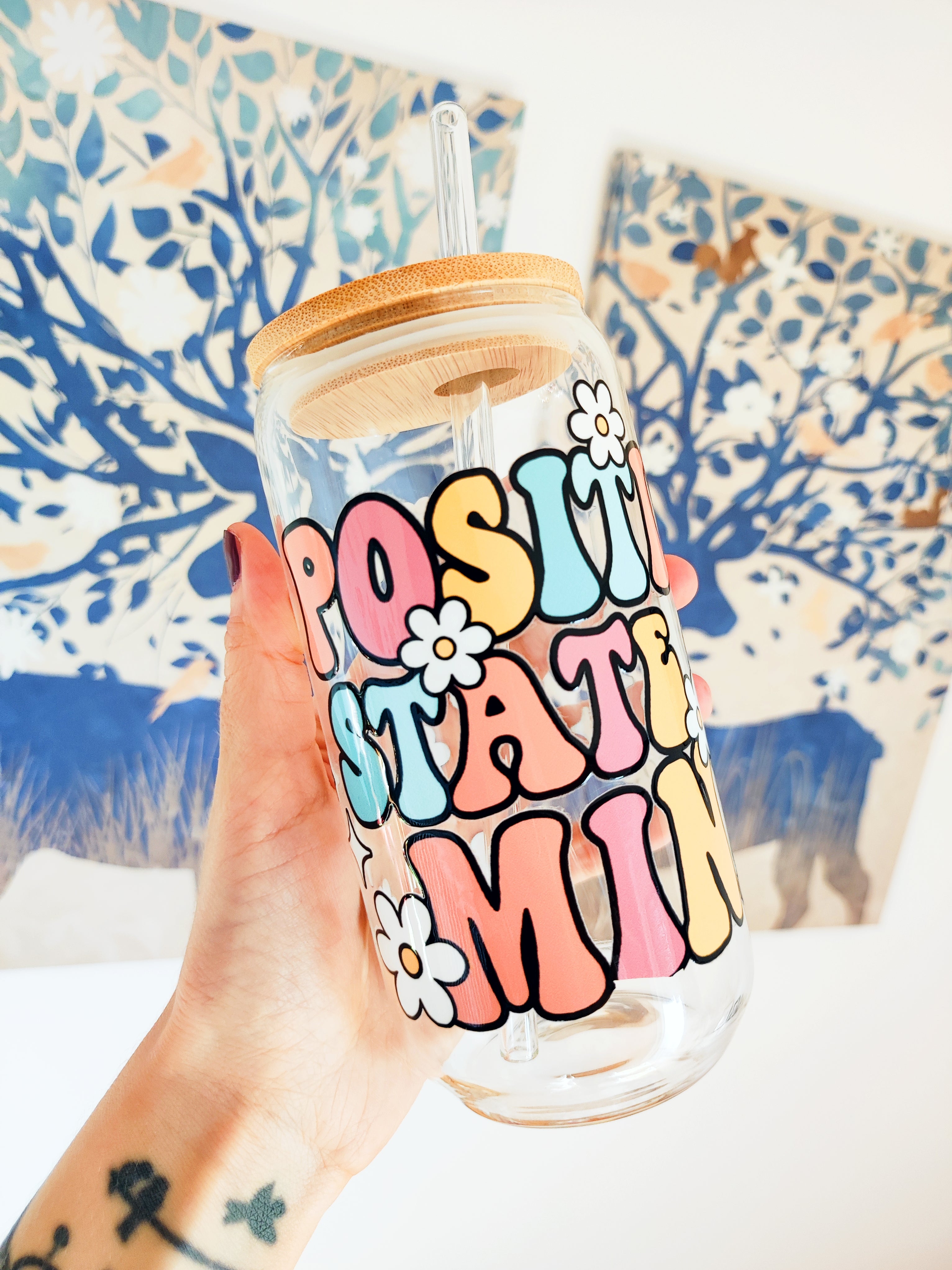 Kozarec z bambusovim pokrovom 500ml - Positive state of mind