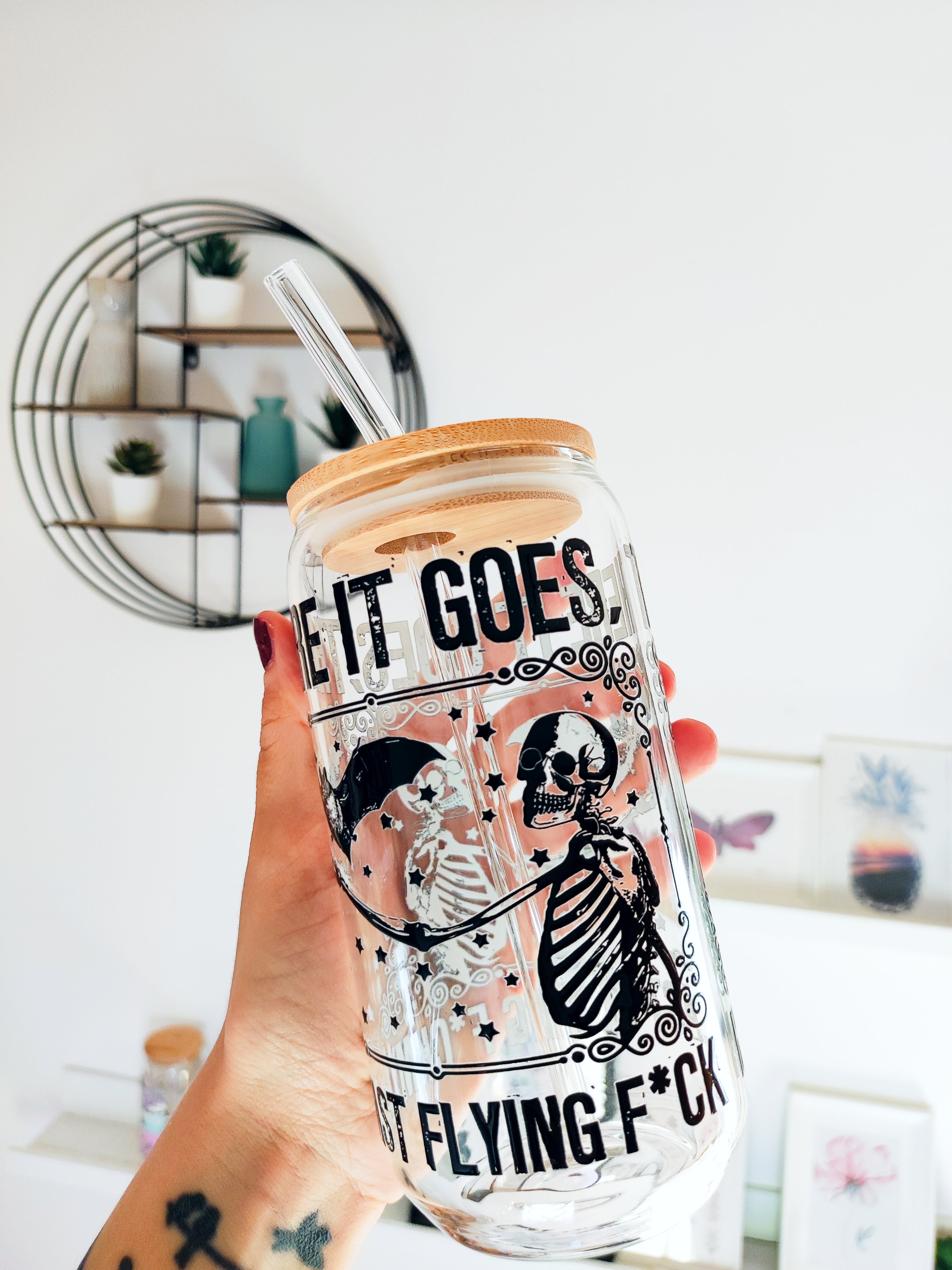 Kozarec z bambusovim pokrovom 500ml - There it goes my last flying f