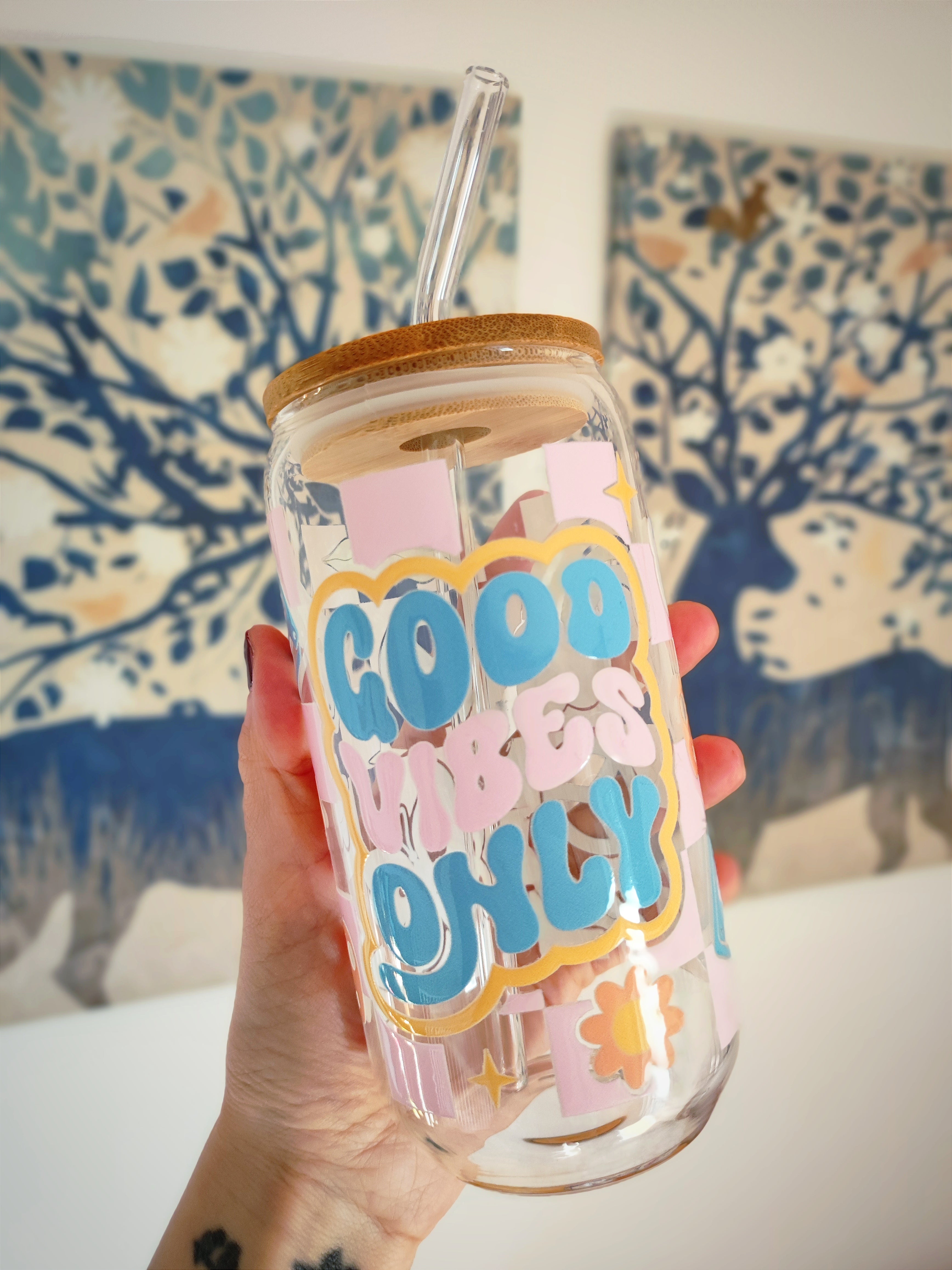 Jar with bamboo lid 500ml - Good vibes only