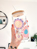 Jar with bamboo lid 500ml - Retro flowers