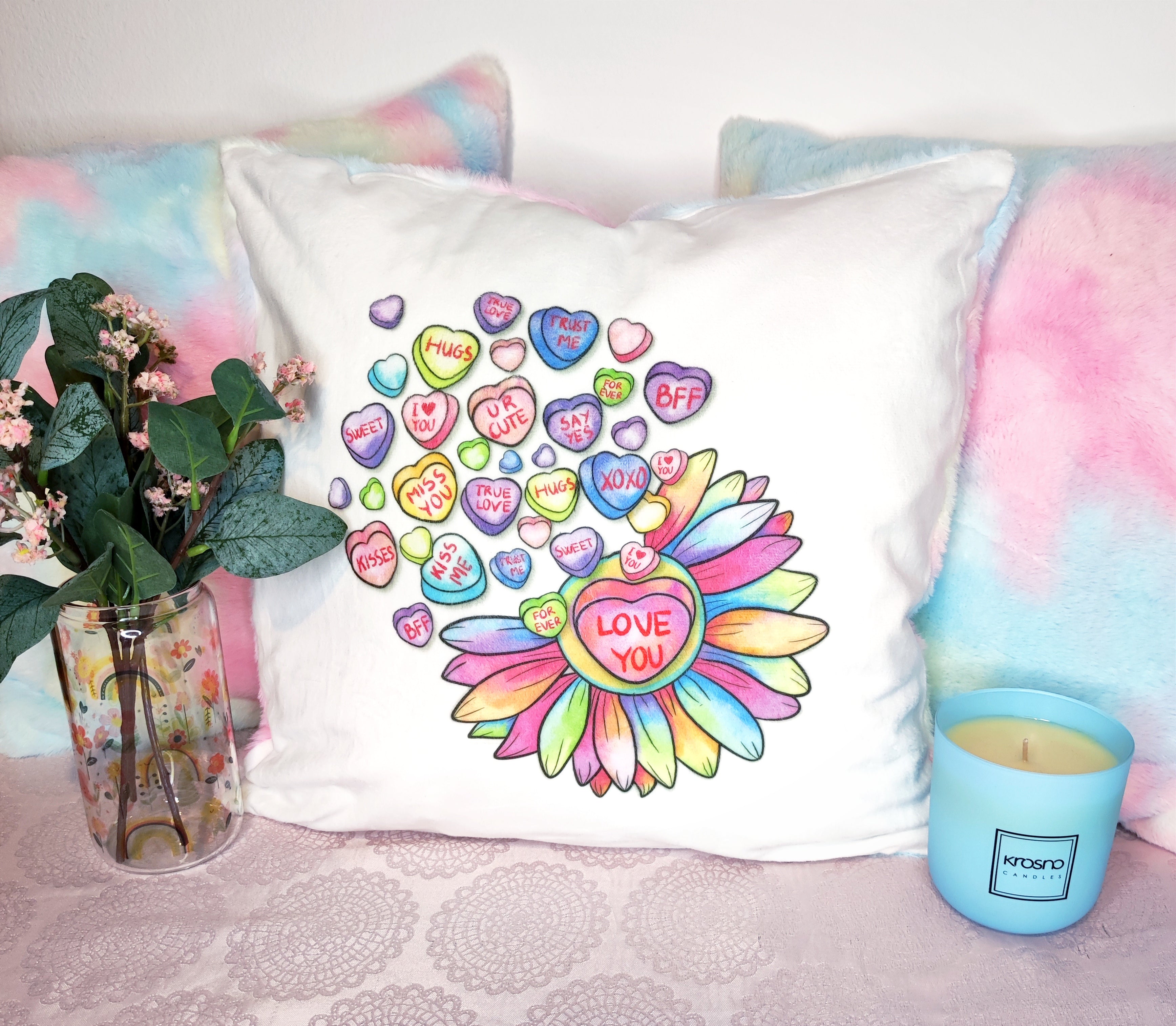 Rainbow pillow: LOVE YOU