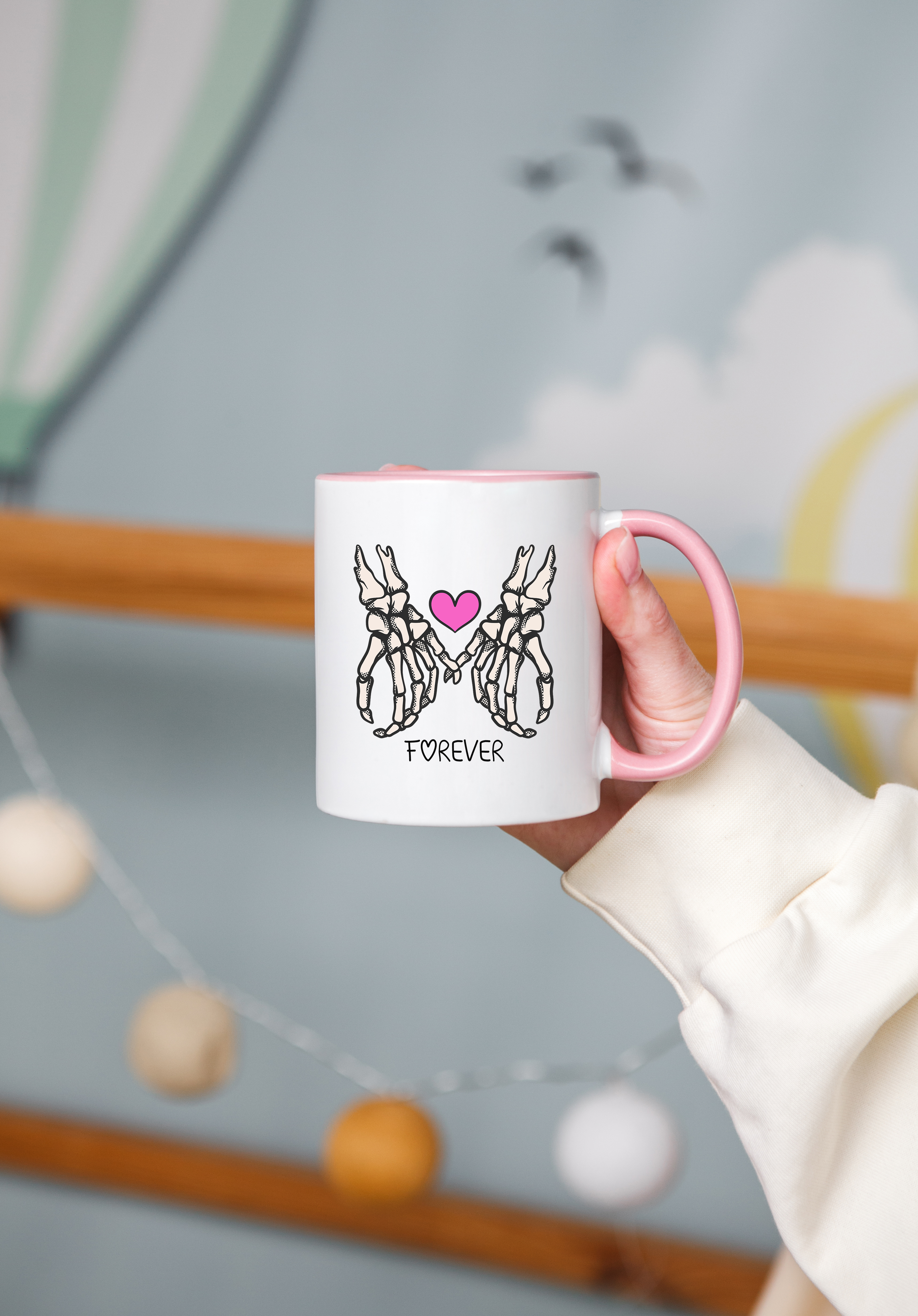 Ceramic mug - Forever holding hands skeleton