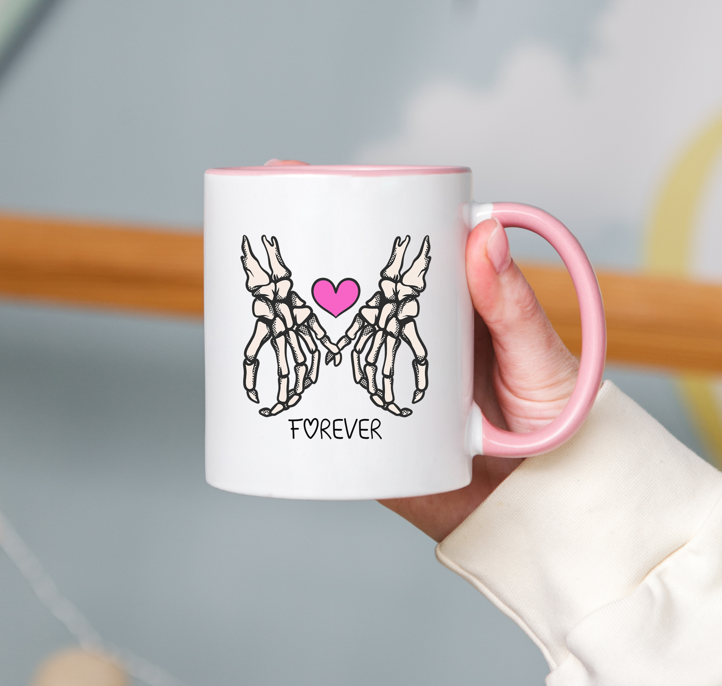 Ceramic mug - Forever holding hands skeleton