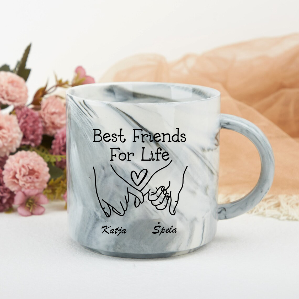 Personalized marble mug - Best friends for life